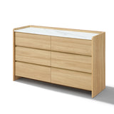 Modern Wood Storage Dresser  with with Faux Marble Top,Oak