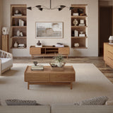 Eric oak finish coffee table with storage