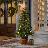 Pre-Lit Green Artificial Christmas Tree Potted,3.9Ft