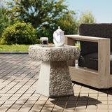 Rock textured cement outdoor side table