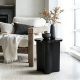 Black Side Table with Petal-Shaped Design, 20.3'' H