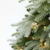 Pre-Lit Green Flocked Artificial Christmas Tree Potted,4.4Ft
