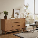 Eric Oak Finish Sideboard Storage Cabinet, 55" wide