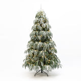 Snow-Flocked Christmas Tree with Lights& Stand,7Ft