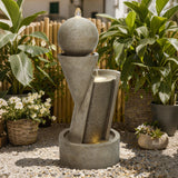 Resin Outdoor Waterfall Fountain with LED Lights, 34.8'' H