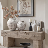 Marble White with Brown Stoneware Round Vase,12.2''
