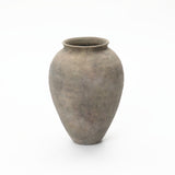Old-World Gray with Brown Round Terracotta Vase,12''