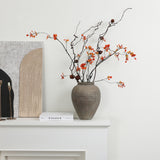 Old-World Gray with Brown Round Terracotta Vase,12''