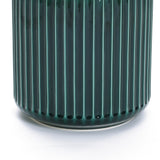 Jade green ribbed glazed round ceramic planter, 13" h