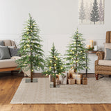 Pre-Lit Green Artificial Trees Christmas with Stand-Set of 3