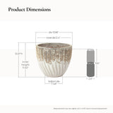 Two Tone Ivory Large Round Plant Pots, Modern Indoor Outdoor Ceramic Planter 14'' Dia