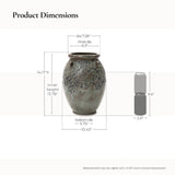 Antiqued Rustic Terracotta Flower Vase Green & Brown,14.5"