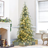 Pre-Lit Weeping Cedar Slim Christmas Tree,6.5Ft