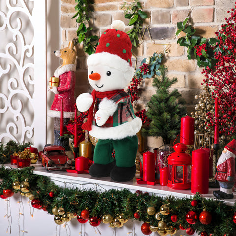 Snowman animated singing battery-powered plush toy, 16" tall