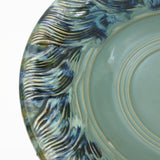 Green Outdoor Ceramic Birdbath with Swirl Pattern,20.5''