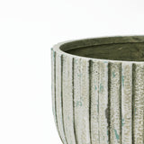Green Ribbed Planter Pot, Vintage Fluted Plant Pot with Drainage 16.1'' Dia