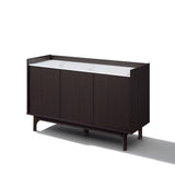 Modi Wenge Wood Sideboard Cabinet with Faux Marble Top, 47"