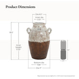 Rustic cream and brown Terracotta Vase with handles, 18.5" h