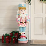 Christmas Pink Nutcracker Soldier Decor with Cake Lights, 4ft
