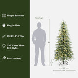 Pre-Lit Green Artificial Christmas Tree with Stand, 6.5ft