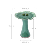 Aqua Green Ceramic Toadstool Birdbath with 2 Frogs, 20''