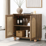 Boho Oak Accent Cabinet with Wood Ball Legs