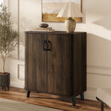 Leo Mid-Century Dark Walnut finish Wood Sideboard Cabinet, 32"W