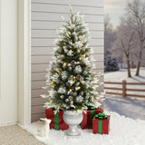 Pre-Lit Green Christmas Tree with Light Faux Snow,4.5ft
