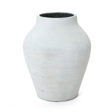 Cement Antique White Vase, 13.4'' H