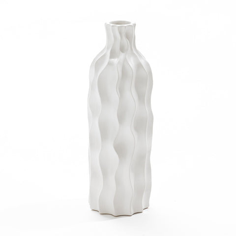 White wave ceramic tall vase