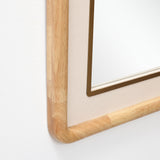 Natural Wood Rounded Rectangle Wall Mirror Home Decor, 35"H