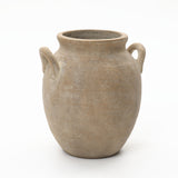 Rustic Antiqued Brown Round Terracotta Vase with Handles,13''