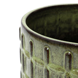 Tall Ceramic Planter Pot for Indoor Outdoor Plants with Drainage Hole, Green 14''