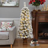 Pre-Lit Flocked Artificial Fir Christmas Tree in Pot, 5ft