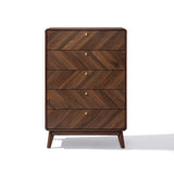 Theo mid-century modern walnut finish 5-drawer chest