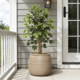 Rustic Brown Large Plant Pot with Drainage, 14'' Dia