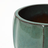 Jade Green Large Round Ceramic Planter with Attached Saucer, Glazed Indoor Outdoor Planter Pot 11.4'' Dia