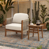Acacia Wood Square Outdoor Side Tables for Patio, 18.5'' H
