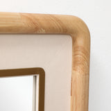 Natural Wood Rounded Rectangle Wall Mirror Home Decor, 35"H