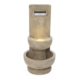 Resin Outdoor Waterfall Fountain with Planter and LED Lights, 33'' H