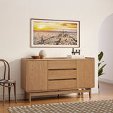 Eric Oak Finish Sideboard Storage Cabinet, 55" wide