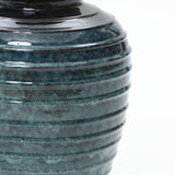 Rippled Blue with Brown Round Tall Ceramic Vase, 15.8"H
