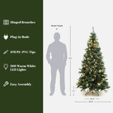Pre-Lit Green Artificial Pine Christmas Tree with Base, 6.5ft