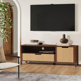 Mid-Century Wood TV Console Tables with Storage,Walnut 55''