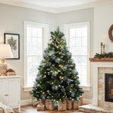 Pre-Lit Green and White Branches Pine Christmas Tree,6.2Ft