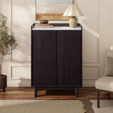 Modi Wenge Wood Storage Cabinet with Raised Sides, 29.5"