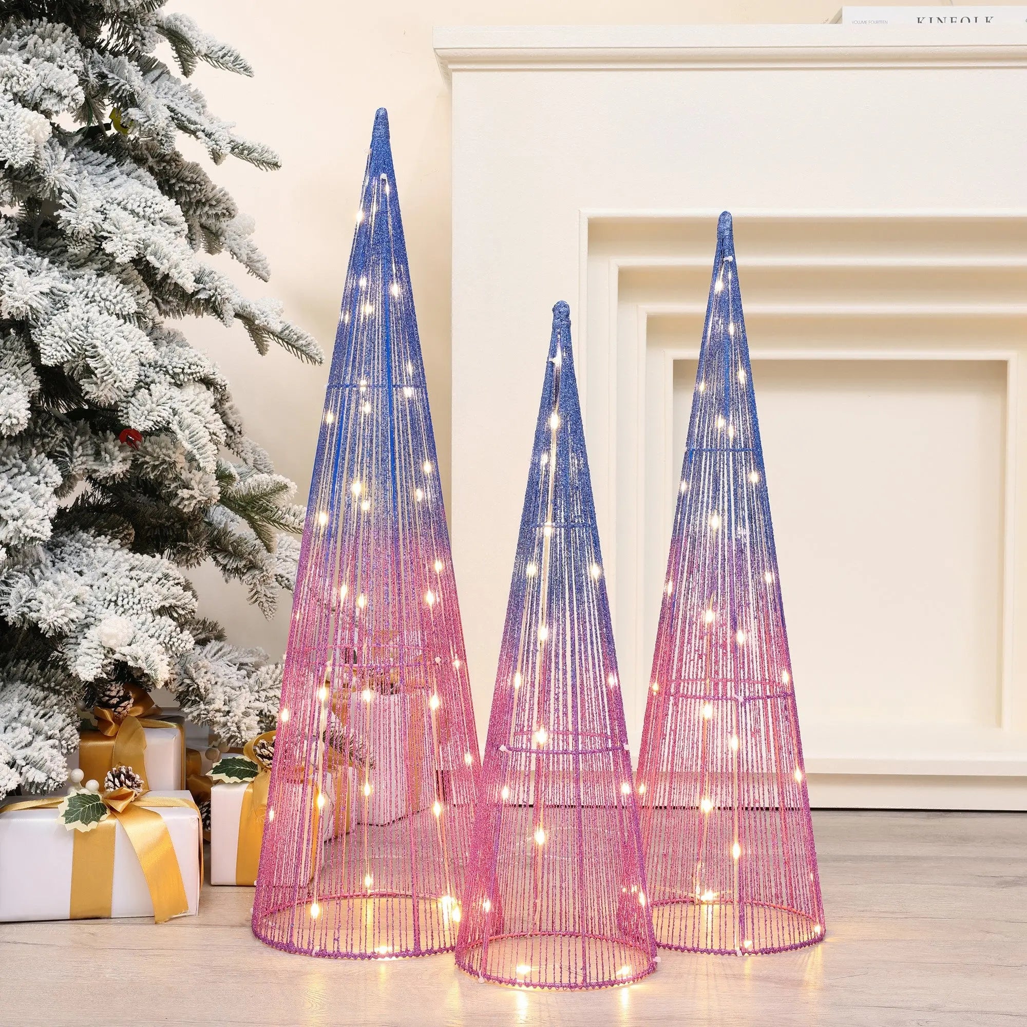 Multilit Tree Multi-Color lighted trees, set of 3 – LuxenHome