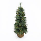 Pre-Lit Green Full Christmas Tree Potted,3.9Ft