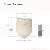 Textured Tall Plant Pots, Off-white Large Plant Pot with Drainage Hole 14.4'' H