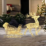 Sleigh Reindeer Holiday Decoration with Lights, Set of 2